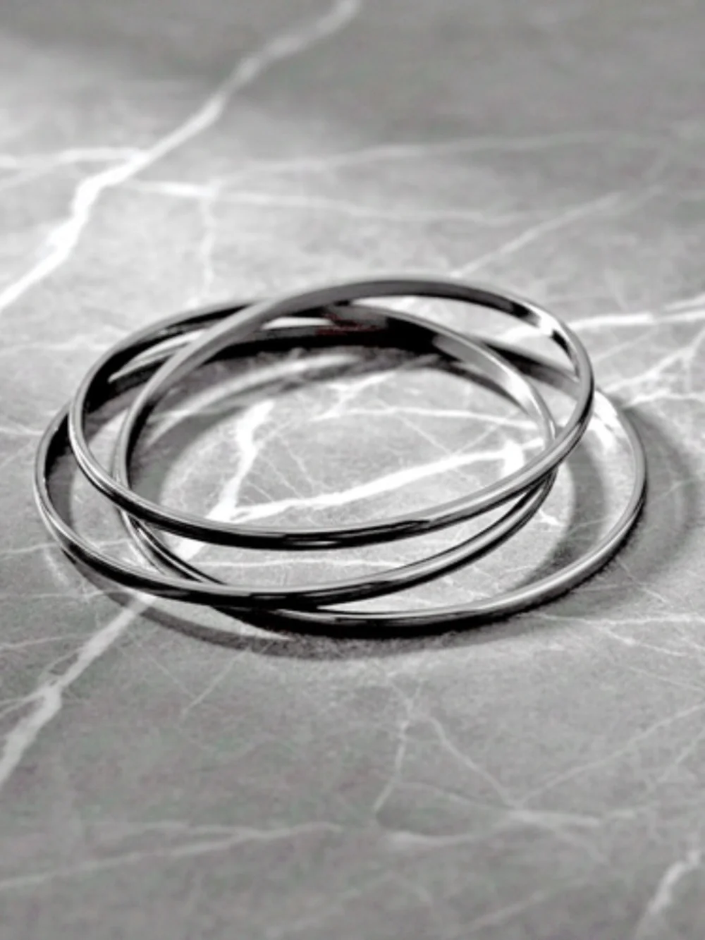 Womens Stainless Steel Interlocking Silver Bangle Bracelet